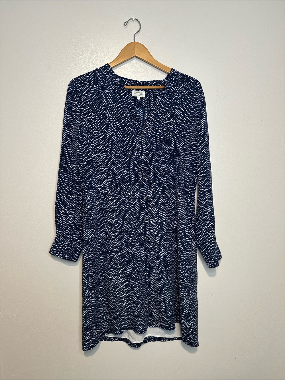 Hartford Alternative Classics Silk Navy Blue Polka Dot Micro Dress size 4